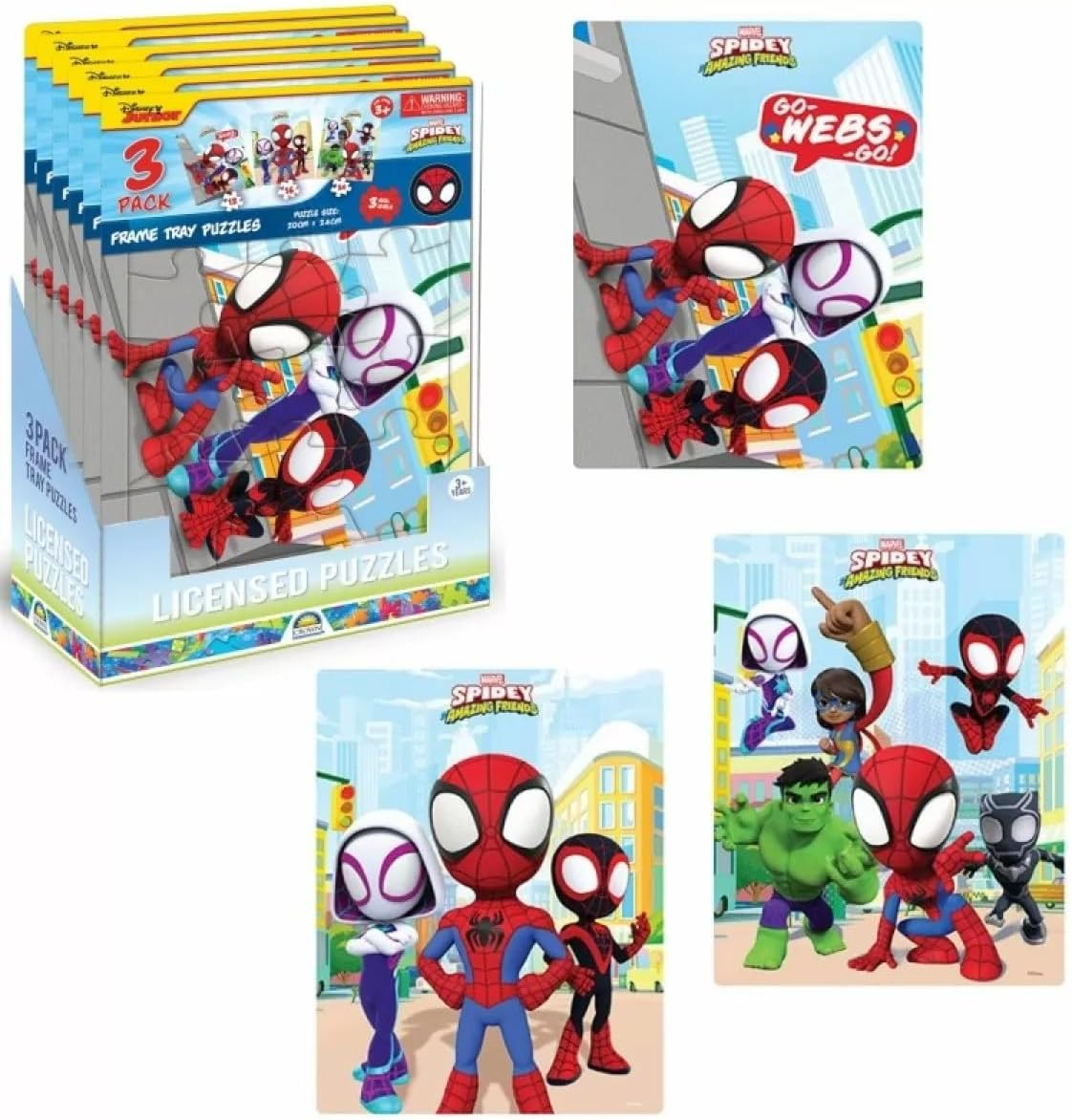 MJM Australia Crown Spidey and His Amazing Friends Frame Tray Puzzle 3-Pack