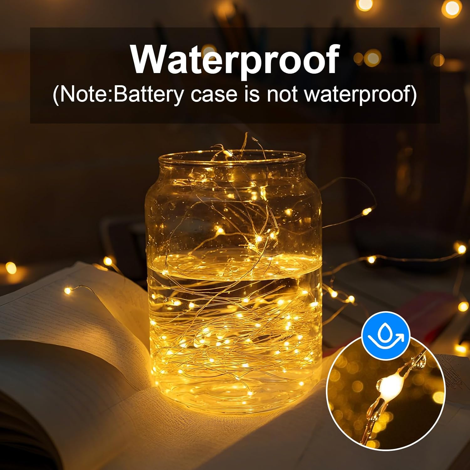 Peasur Battery Operated LED String Lights Timer Pack of 1, 3 M 30 LED String Lights, 2 Modes/Waterproof String Lights for Christmas, Halloween, Bedroom, Interior, Wedding, Flat Decoration, Warm White image number 2