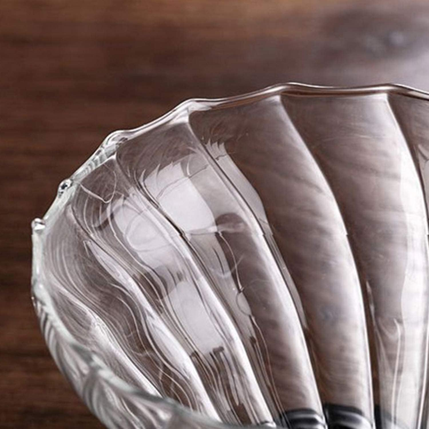 Glass Coffee Dripper, V60 Pour over Coffee Dripper with Bamboo Wood Base, Slow Brewing Accessories for Home Cafe Restaurants, 1-4 Cups image number 5