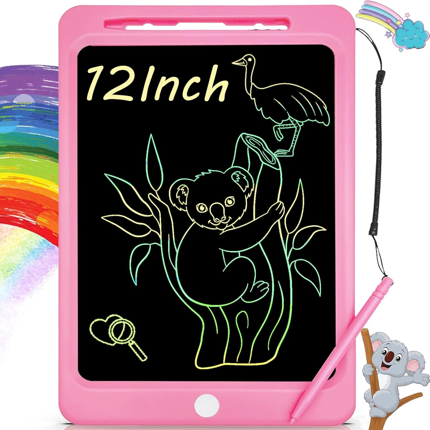 Toys for Girls,Lcd Writing Tablet 12Inch,Colorful Doodle Board Electronic Drawing Tablet for Kids Age 3-8 Years Christmas Birthday Gifts Travel Essentials,Pink image number 5