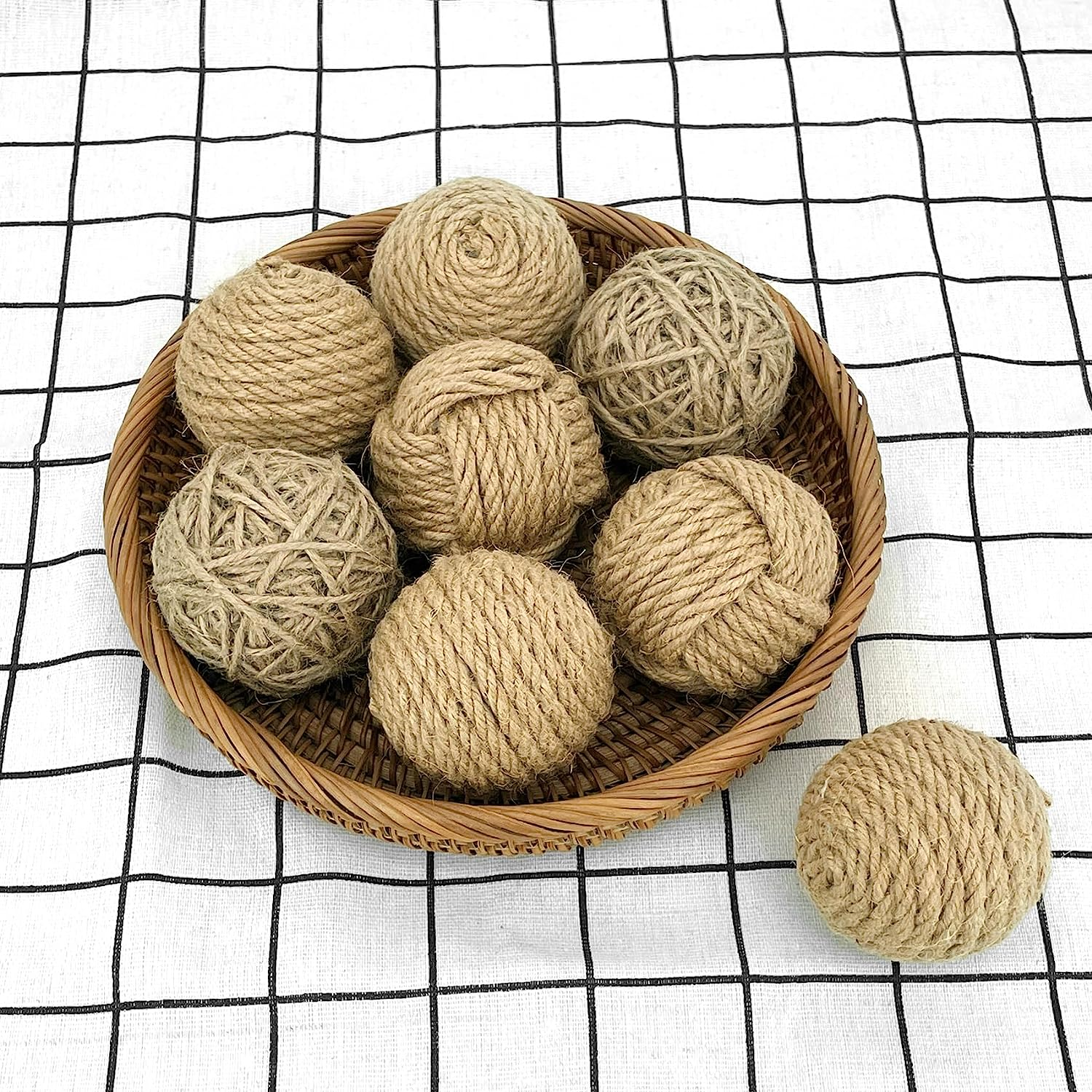 Decorative Balls for Centerpiece Bowls, Orbs Decorative Dough Bowl Fillers for Home Decor, Jute Rope Spheres Decorative Farmehouse, Vase Filler Balls 8 Pcs image number 2
