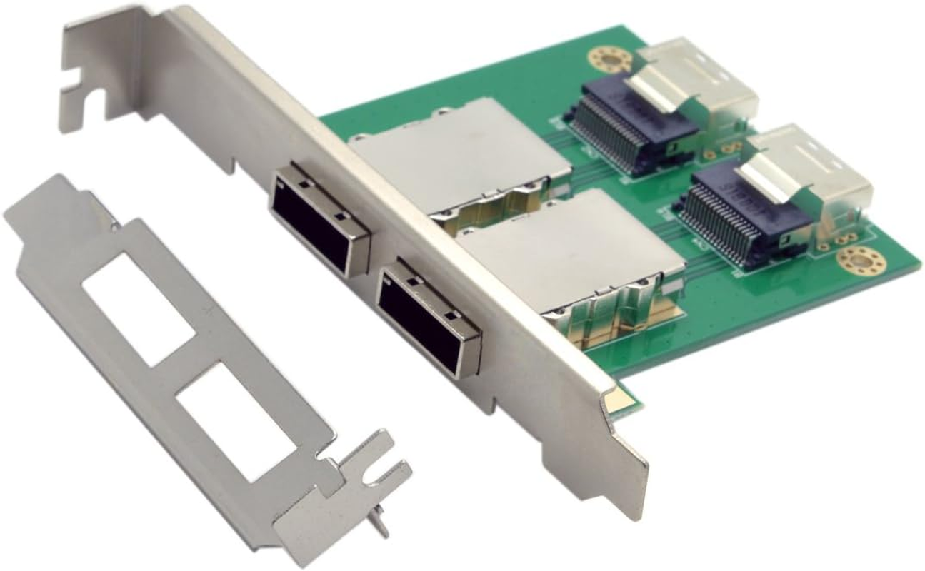 Cablecc Dual Ports Mini SAS SFF-8088 to SAS 36Pin SFF-8087 PCBA Female Adapter with PCI Bracket image number 1