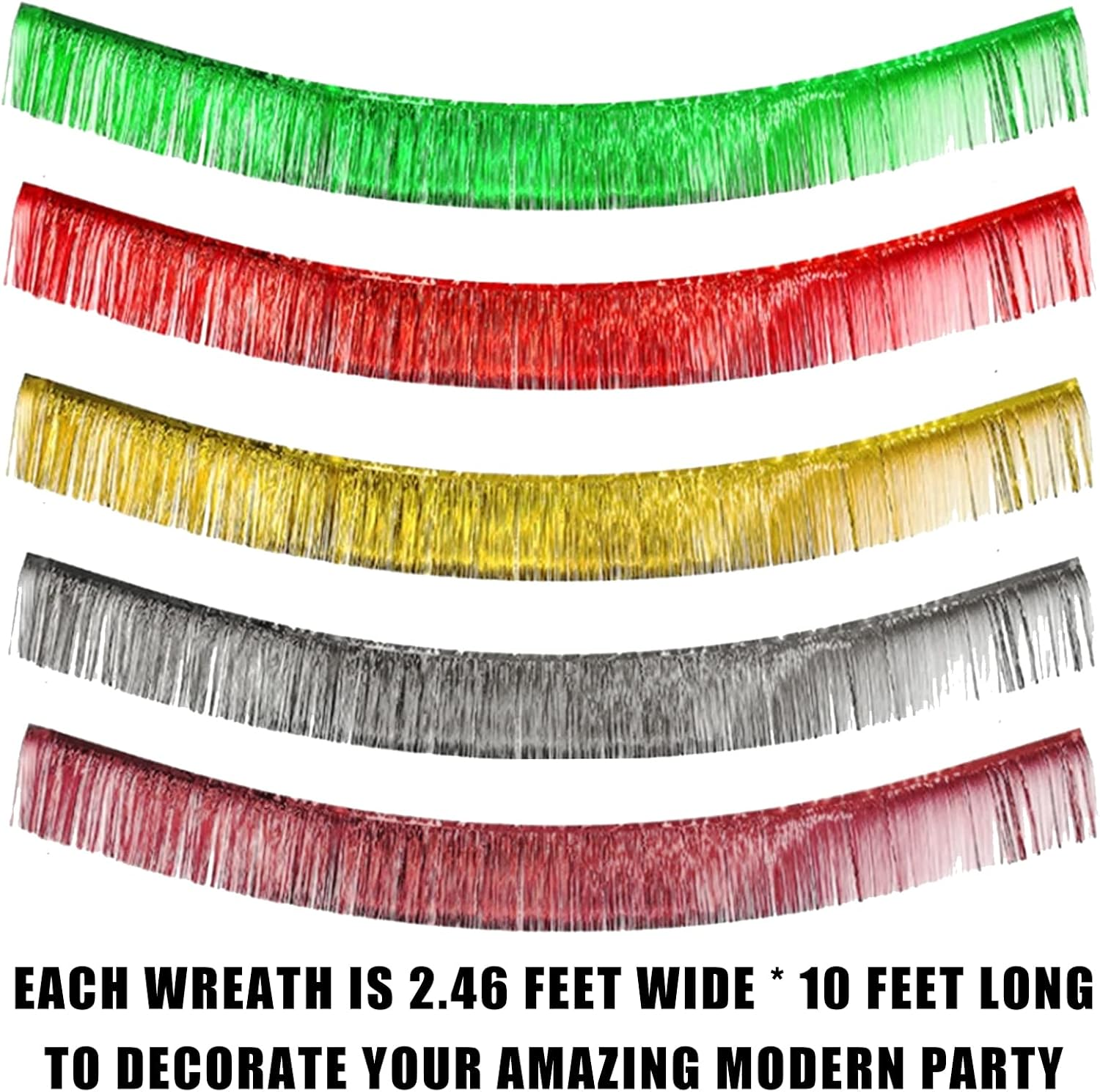 3 Packs Metallic Foil Fringe Garland, Parade Floats Wall Hanging Tinsel Fringe Banners for Wedding Birthday Party Holiday Photographic Wall Window Decoration, 10 Feet, Rose Gold