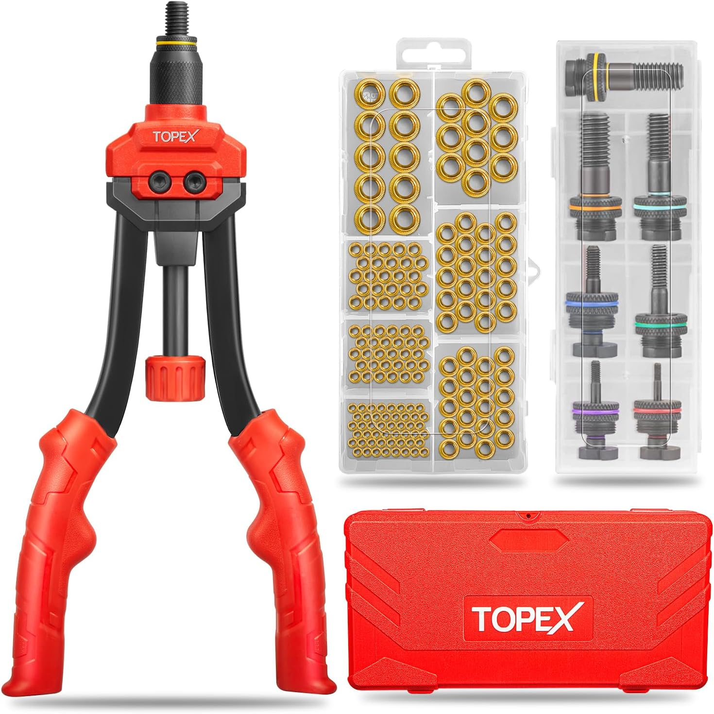 TOPEX 160PCS Heavy Duty Nut Rivet Riveter Rivnut Nutsert Gun Riveting Kit Thread M3-12 image number 3