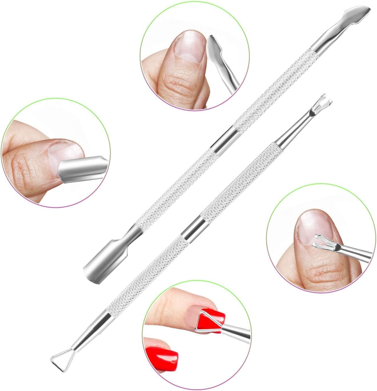 Miners2000 Cuticle Trimmer Cuticle Remover with Cuticle Pusher,Professional Stainless Steel Durable Pedicure Manicure Tools Cutter Nipper Scissor Clipper for Fingernails and Toenails Dead Skin Silver image number 1