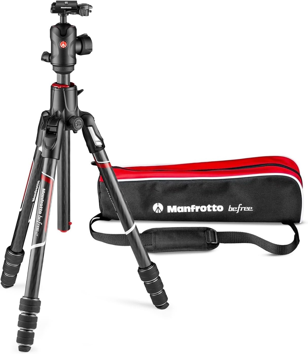 Manfrotto Befree GT XPRO Carbon Tripod - 496 Centre Ball Head - M-Lock System - 90 Degree Column - 200PL-PRO Plate - for Dslrs and CSC with Long Lenses - Macro Photography - MKBFRC4GTXP-BH, Black image number 4