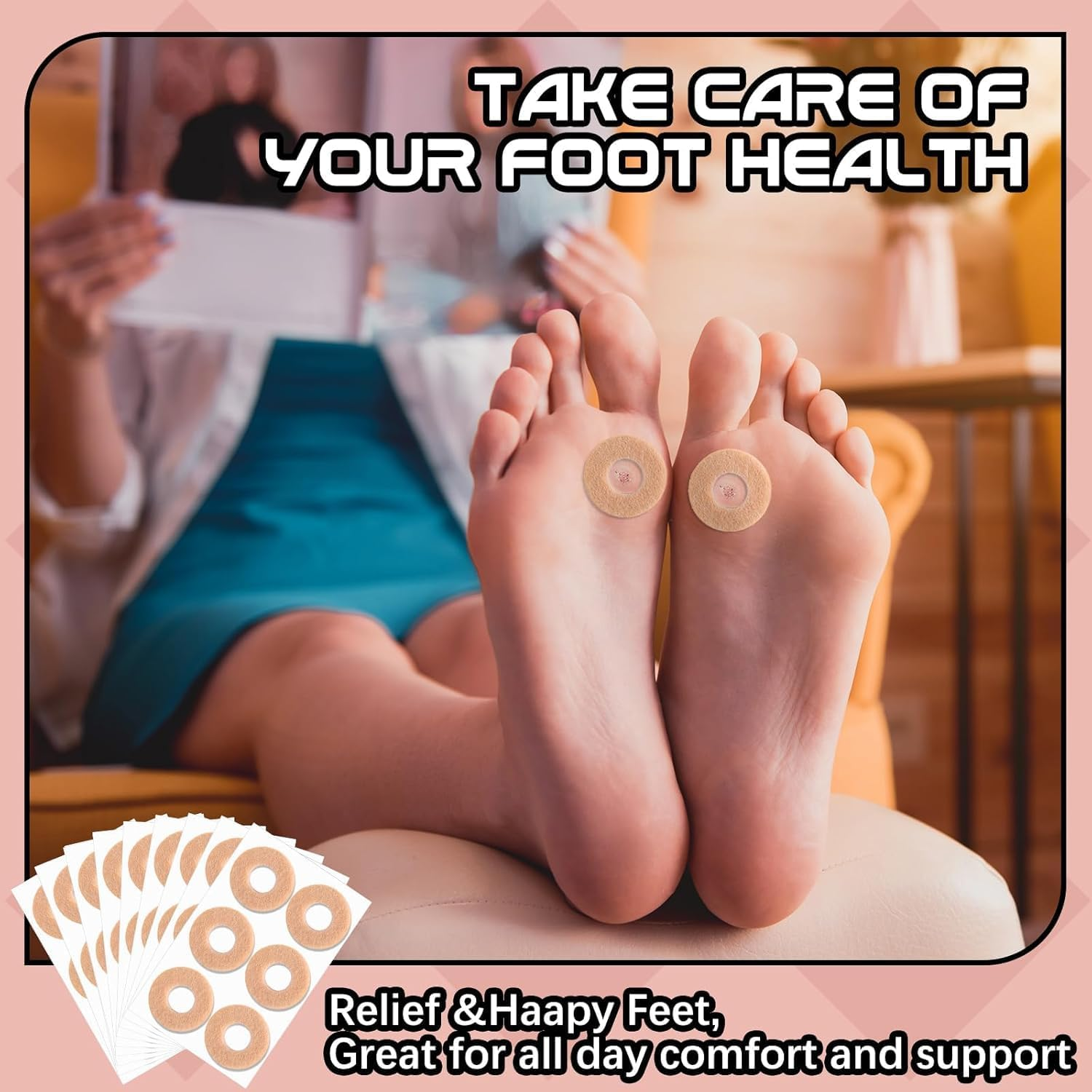 Self Adhesive Callus Pads round Corn Pads, 48Pcs Callus Cushions round Callus Pads,Round Callus Pads Soft Felt Callus Pads,Round Corn Patches Protection Pad Felt Corn Pad,Round Felt Corn Cushion Pads image number 1