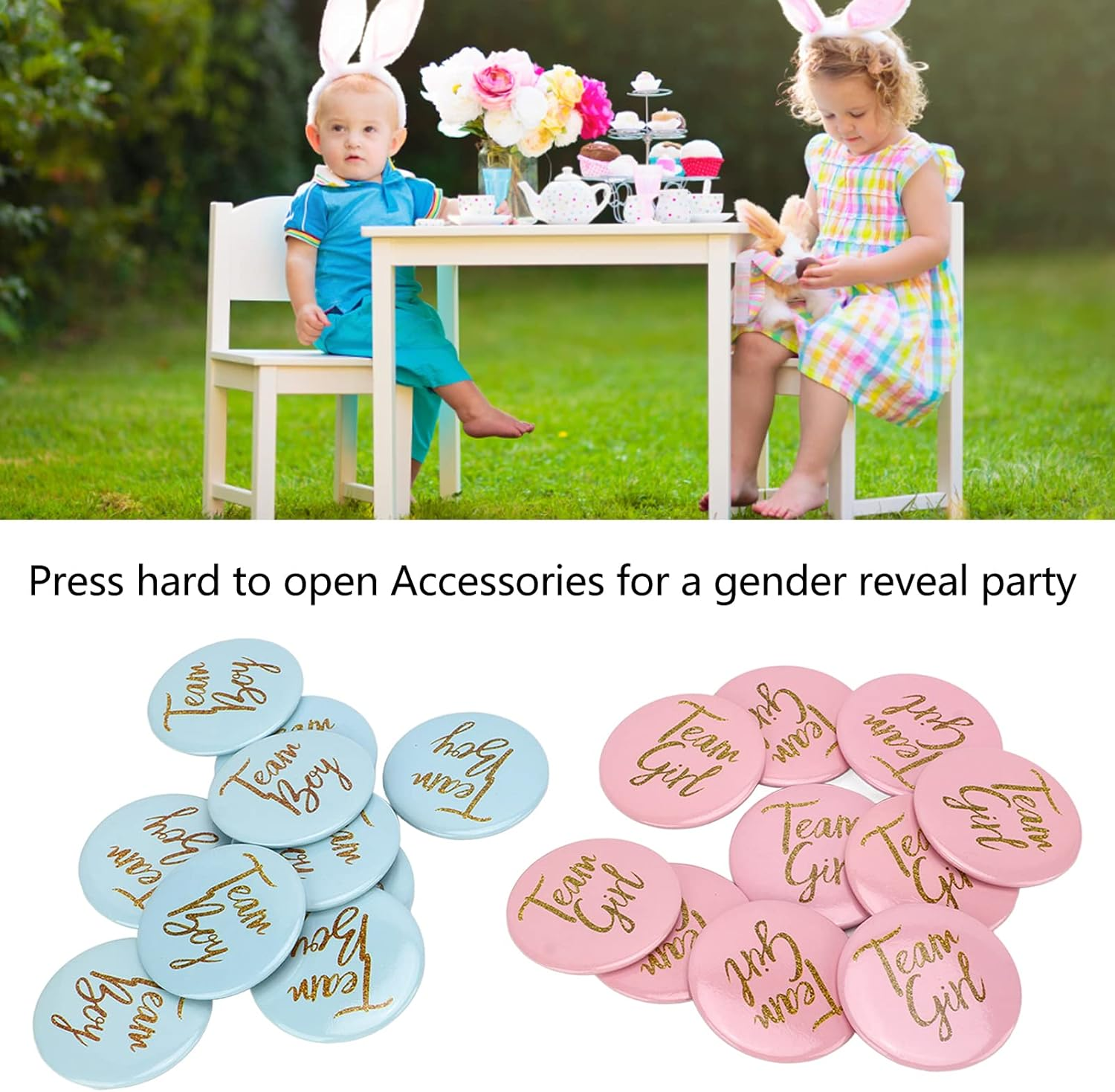 Gender Reveal Button Pin Boy Girl Button Pin English Pattern Baby Shower Decorative Attractive image number 5