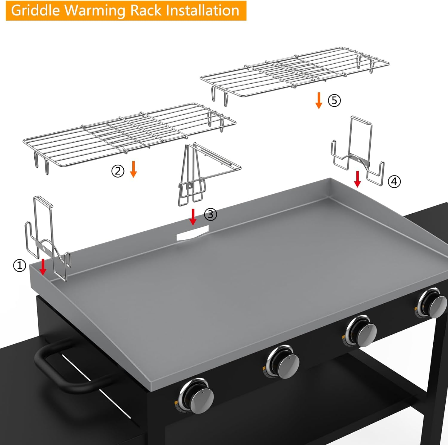 Adjustable Warming Rack for Blackstone 17-36 Inch Griddles, Weber 28" Griddle, Camp Chef & Pit Boss Tabletop Griddles image number 6