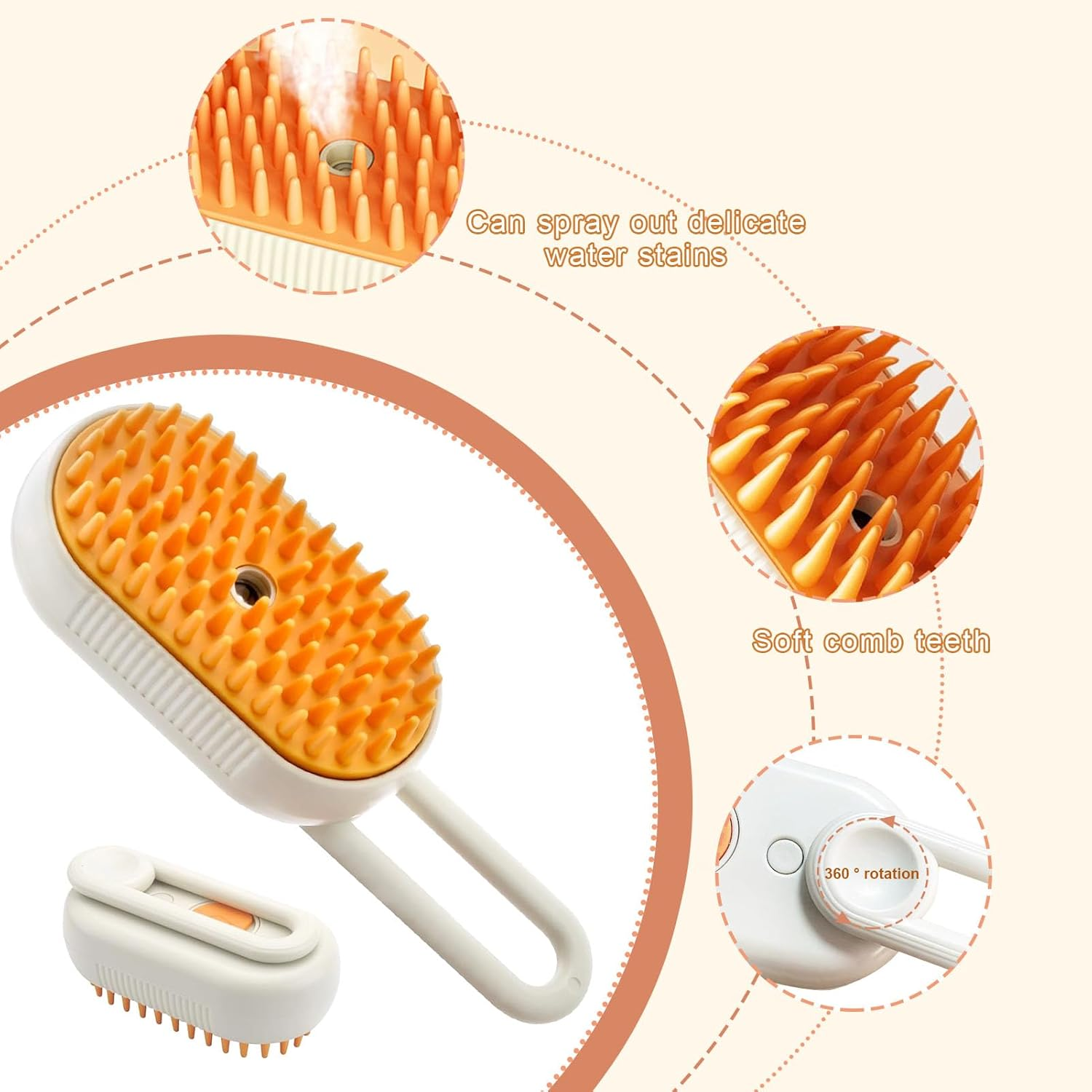 Cat Brush with Steam, 3-In-1 Steam Brush Cat, Steam Cat Cleaning Brush, Multifunctional Dog Steam Brush, Self Cleaning Steamy Cat Brush, for Cats and Dogs for Hair Removal image number 3