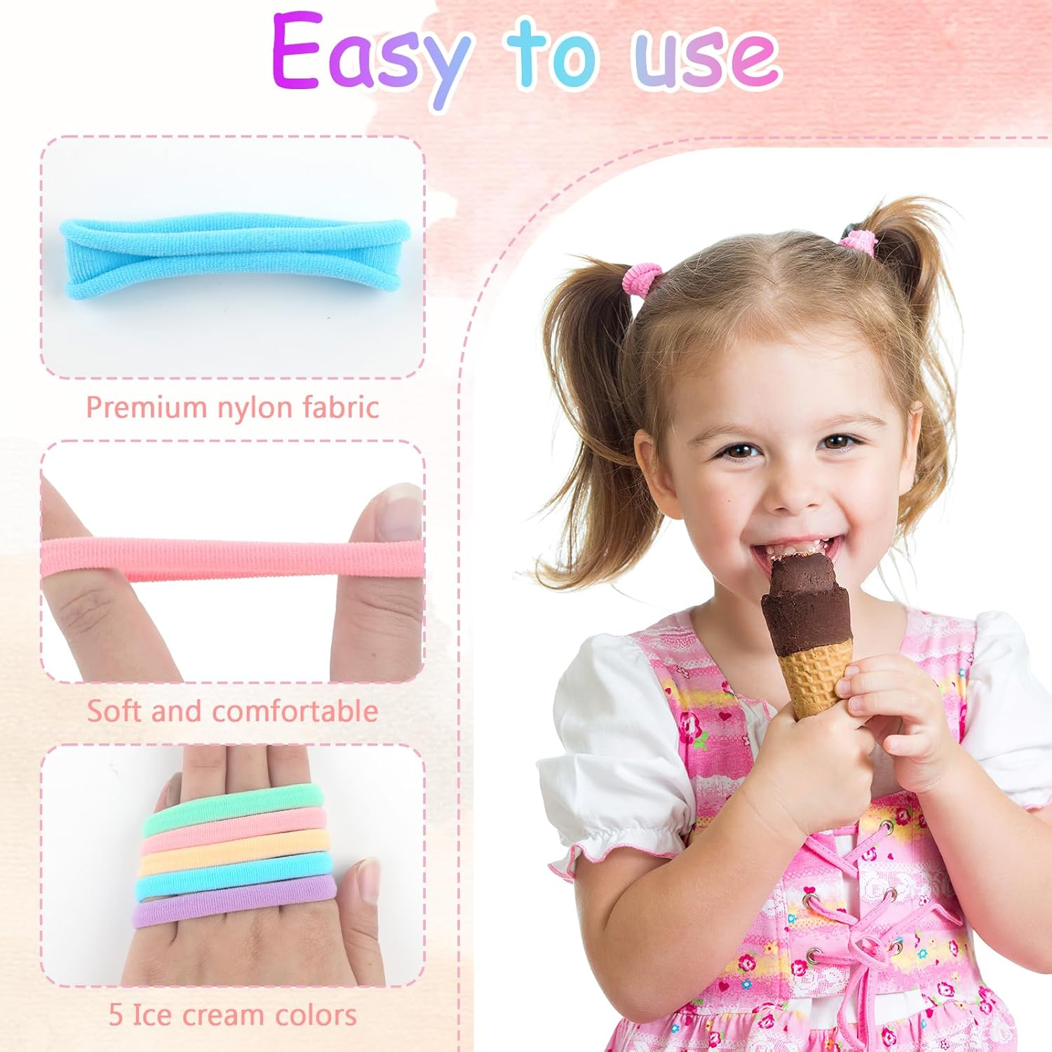 Pack of 30 Hair Bobbles Girls Colourful Hair Bobbles Women Colourful Elastic Cable Bobbles Girls Nylon Soft Hair Scrunchies for Girls Women Thick Curly Straight Hair (F-Macaron) image number 1