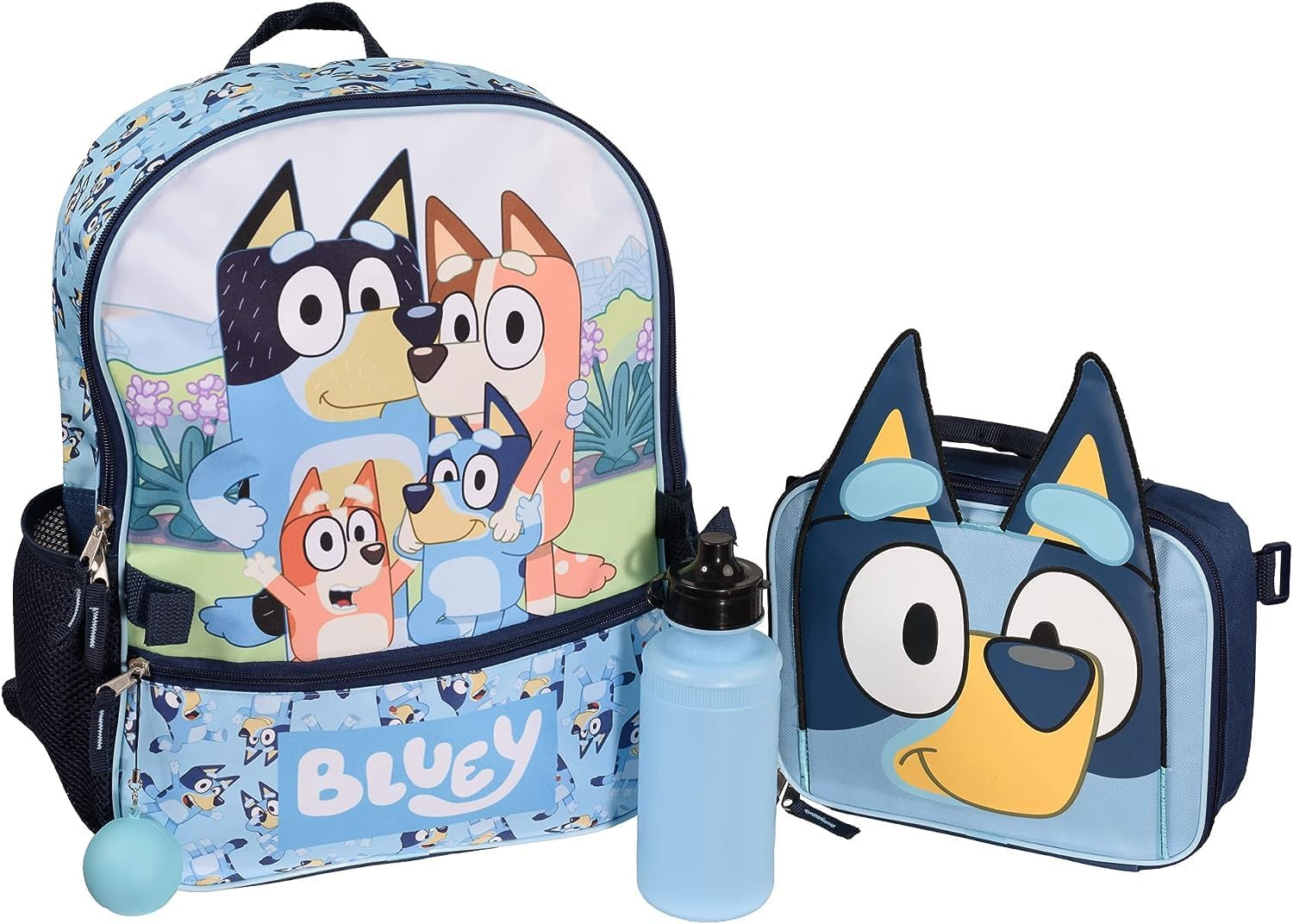 AI ACCESSORY INNOVATIONS Bluey 4 Piece Backpack Set for Pre-School Girls & Boys, Kids 16' School Bag