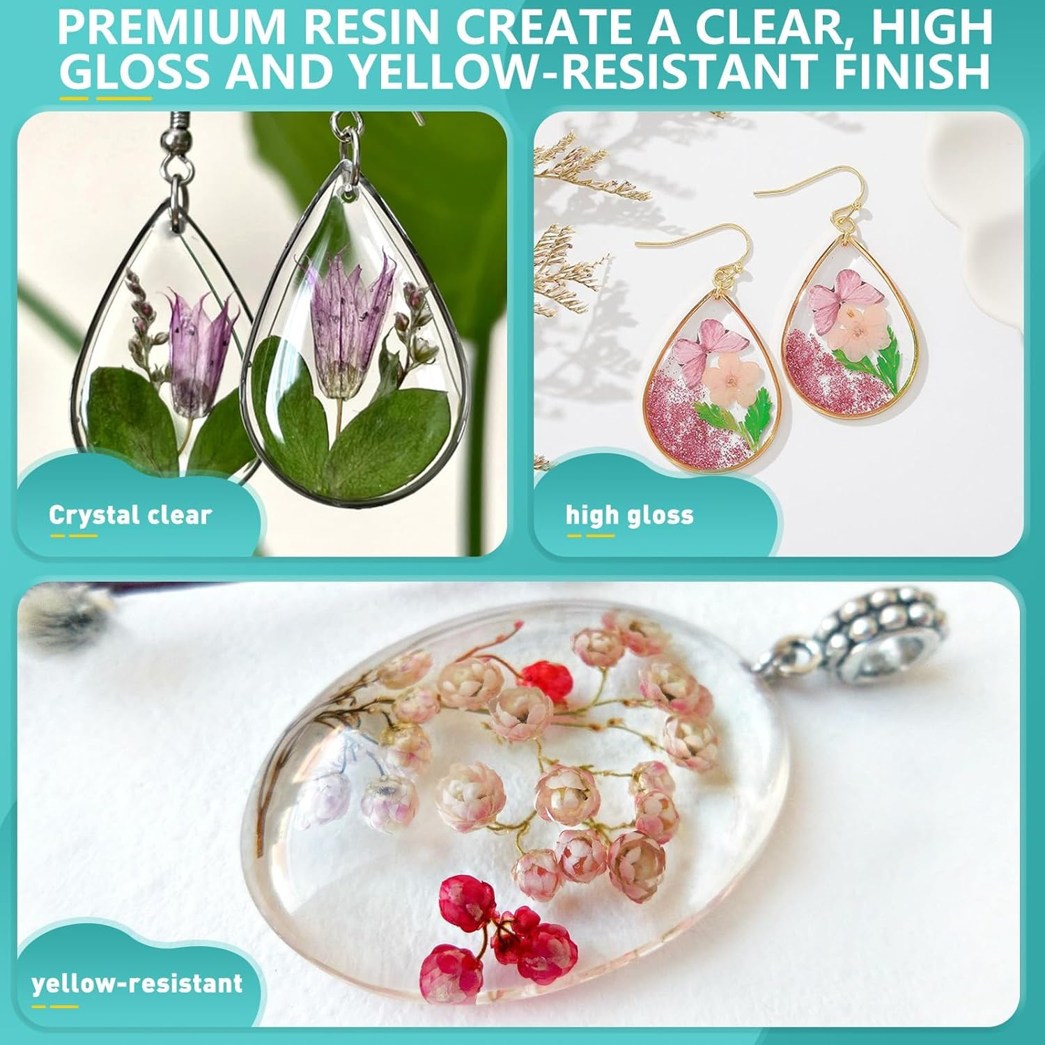 Teexpert Epoxy Resin Kits for Beginners, 8.8OZ Crystal Clear Epoxy Resin Starter Kit with Jewelry Coaster Earring Resin Moulds, Pigments, Resin Accessories, Gift Box, Complete Casting Resin Jewellery Making Kit for Art & Craft