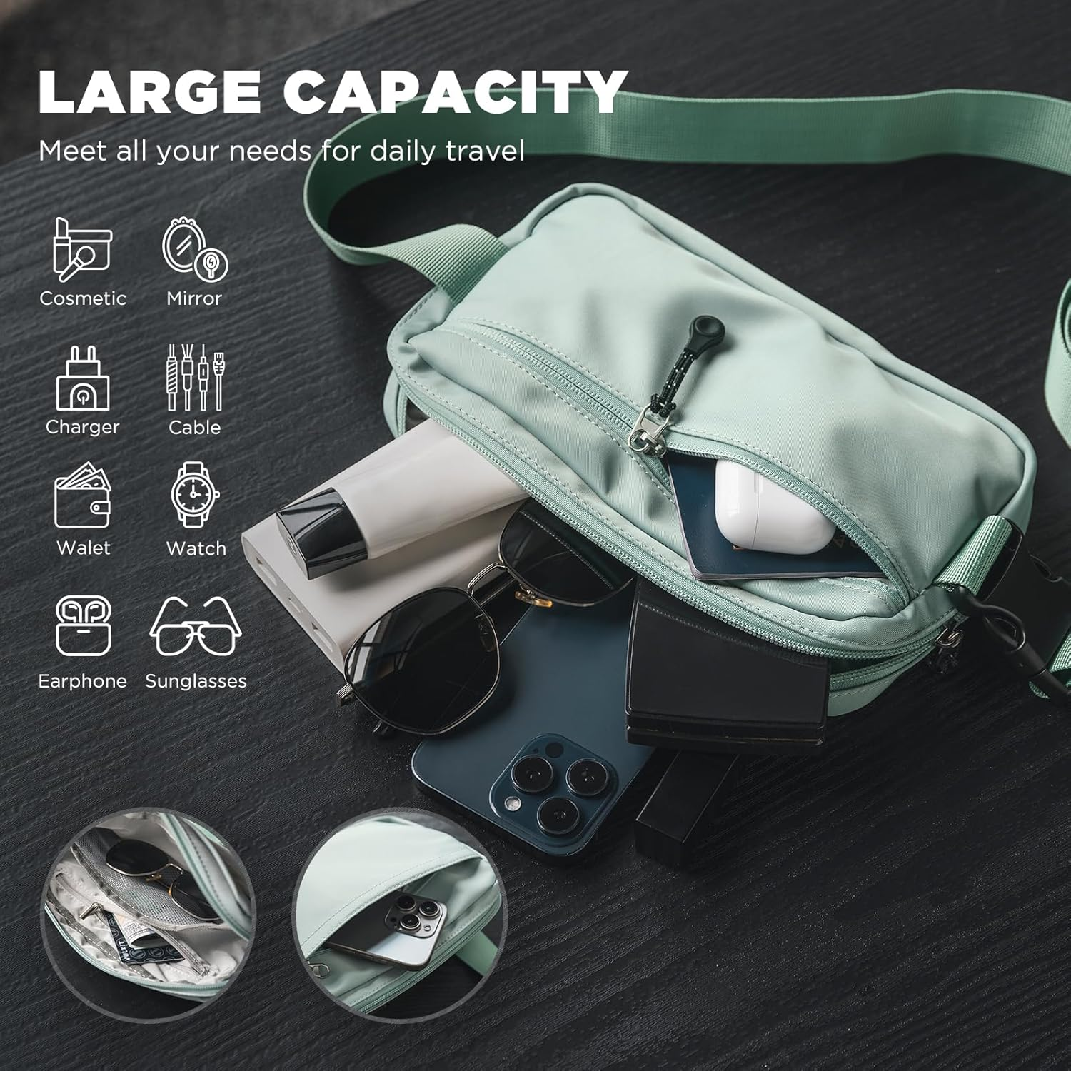 VULKIT Belt Bag Waist Pack for Men or Women Waterproof Fashion Bum Bag Crossbody Fanny Packs with Adjustable Strap Aquamarine - Blue image number 3