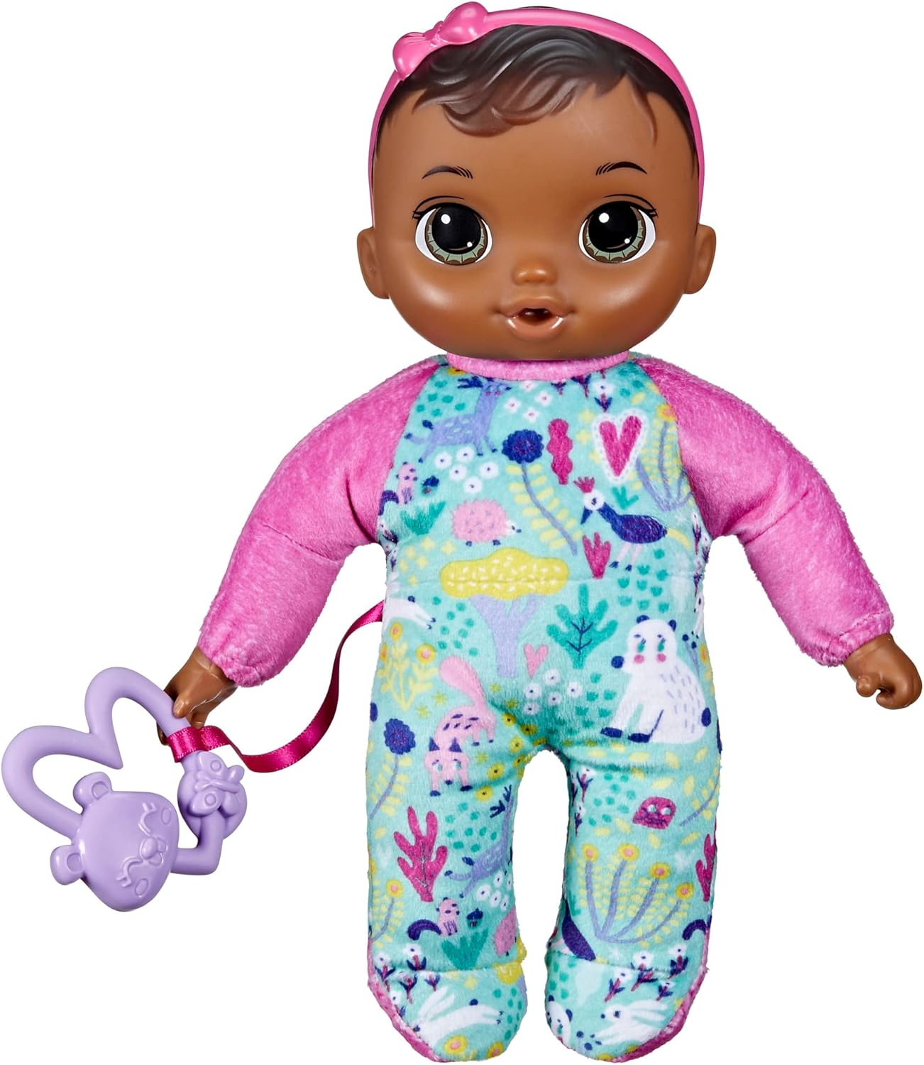 Hasbro Baby Alive Soft &lsquo;N Cute Doll, Brown Hair, 11-Inch First Baby Doll Toy, Washable Soft Doll, Toddlers Kids 18 Months and Up, Teether Accessory image number 6