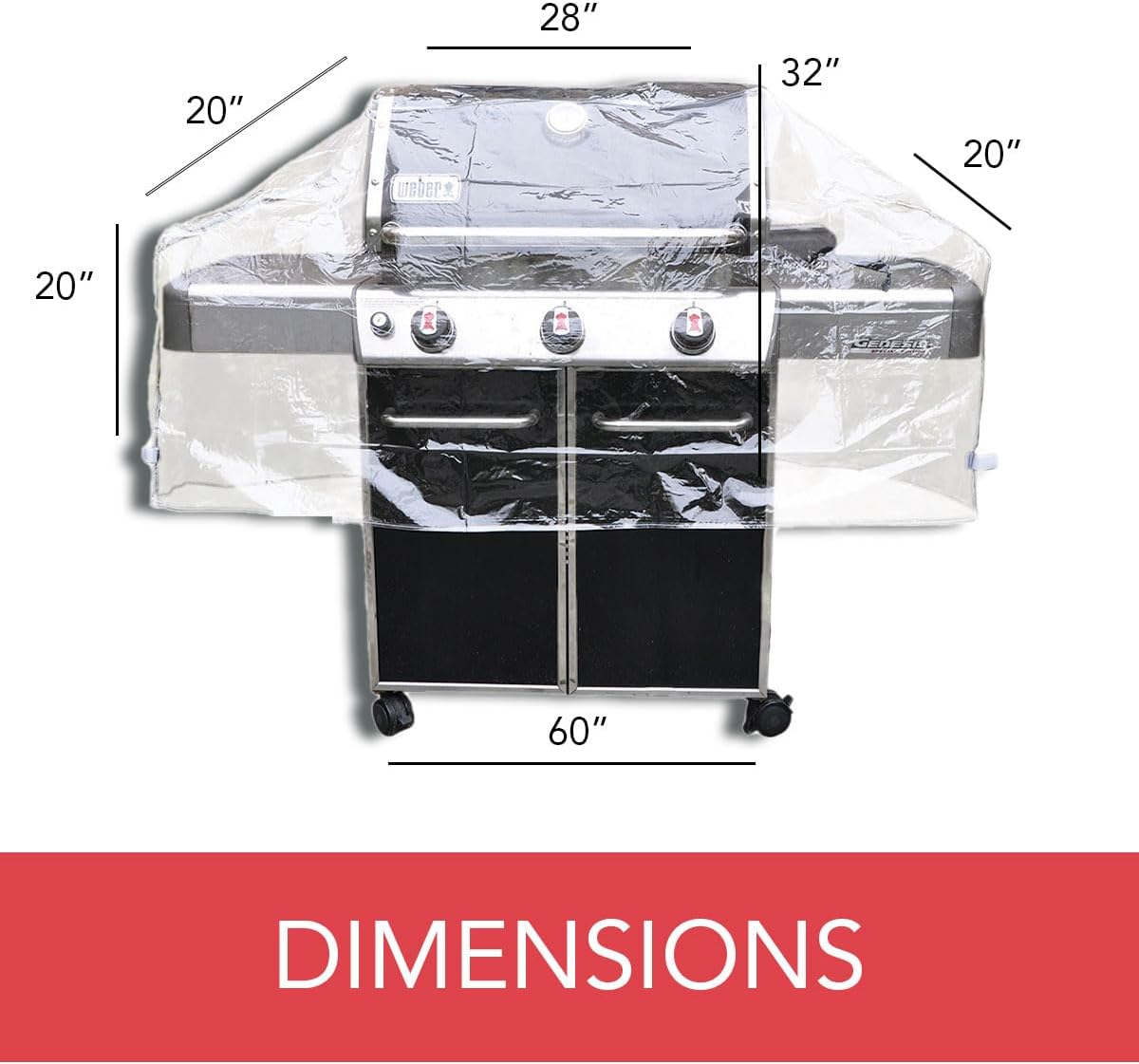 LAMINET Crystal Clear Heavy-Duty Waterproof Plastic Outdoor Furniture Cover - 60" Gas Grill Cover - 3 Season Protection - Keep Rain, Snow & Debris Off! Premium Protection at Economy Price! image number 2