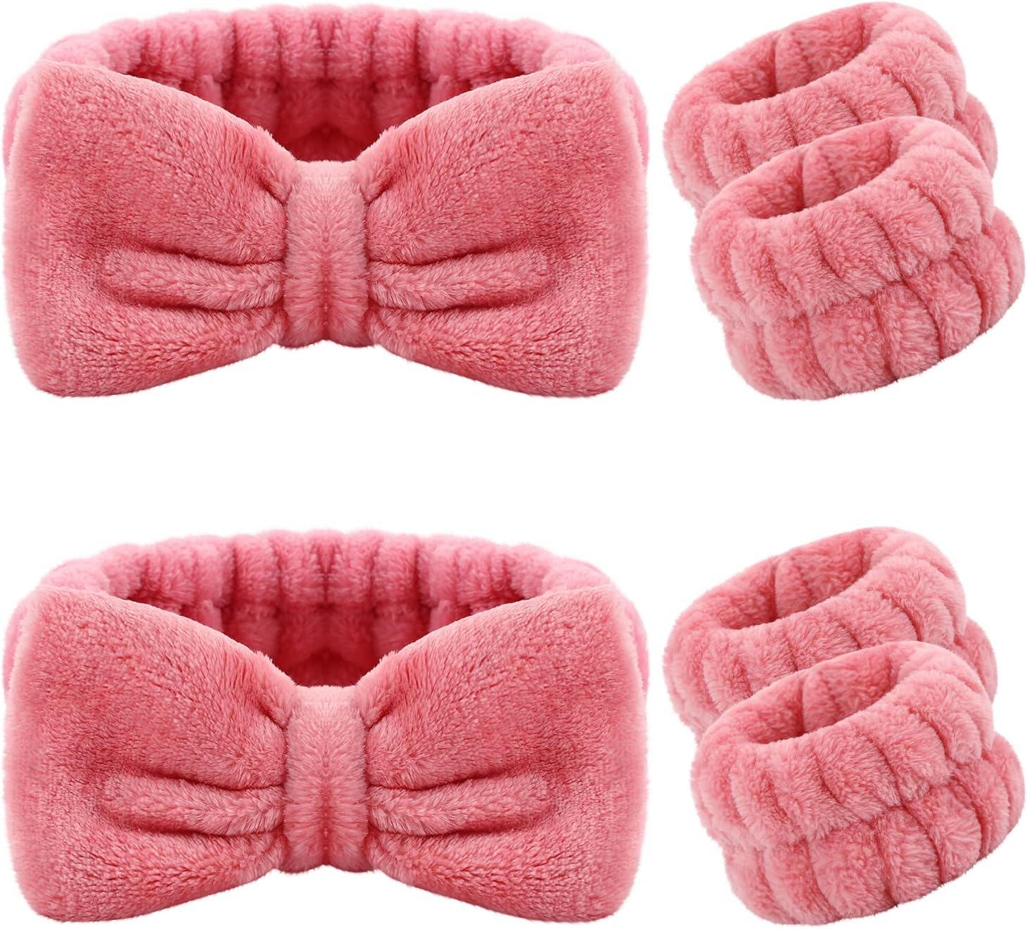 6 Pieces Spa Headband Wrist Washband Scrunchies Cuffs for Washing Face, Towel Wristbands Hair Headband Face Wash Wristband for Women Girls Makeup Prevent Liquids from Spilling down Your Arms (Black)