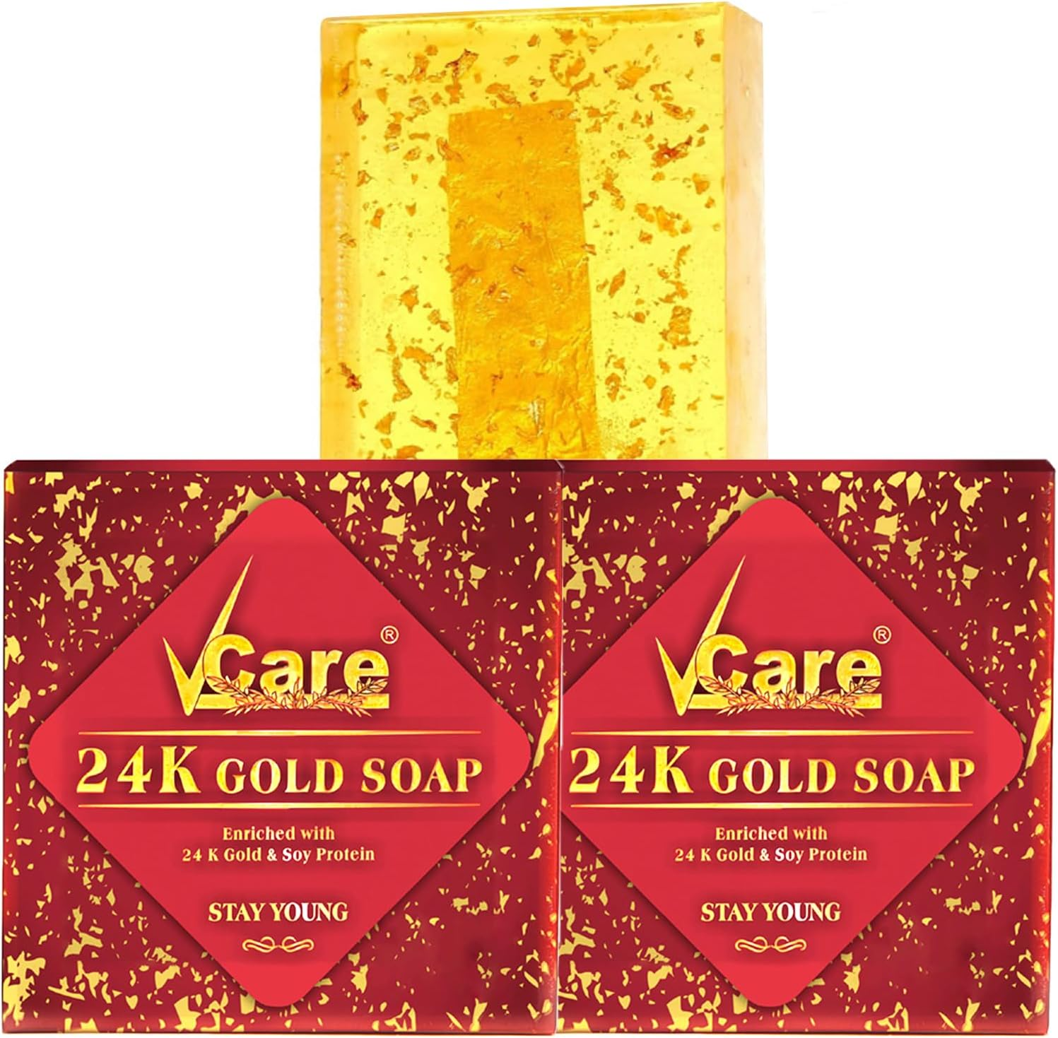 Vcare 24K Gold Soap, 125 Gm, (Pack of 2) image number 1