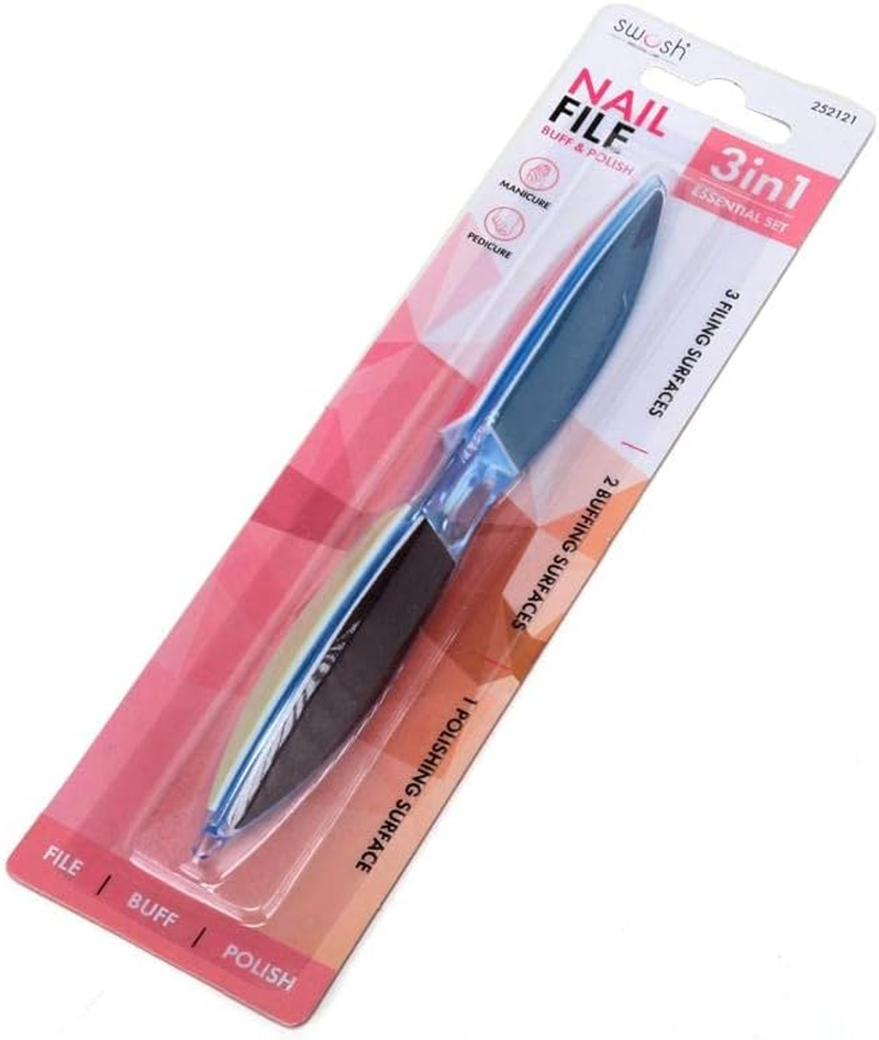 3 in 1 Nail File Buff & Polish Manicure Pedicure Swosh Personal Care Women image number 2