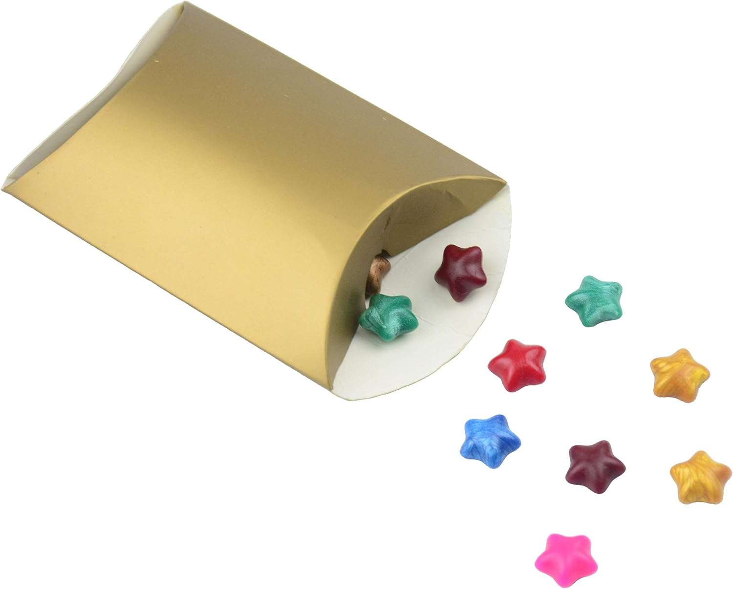 Aokbean 100 Pack Mini Pillow Candy Box Small Gift Boxes with 50 Yards Ribbon for Christmas Wedding Party Favor Gift, Jewelry or Soap Packaging (Gold) image number 2