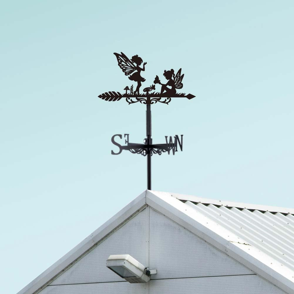 SUPERDANT Fairy Weather Vane Butterfly Elf Fairy Wind Vanes for outside Forest Elf Weather Vanes for Yard Roof Mount Yard Metal Weathervane Farmhouse Barn Sheds Garden Roof Black image number 5