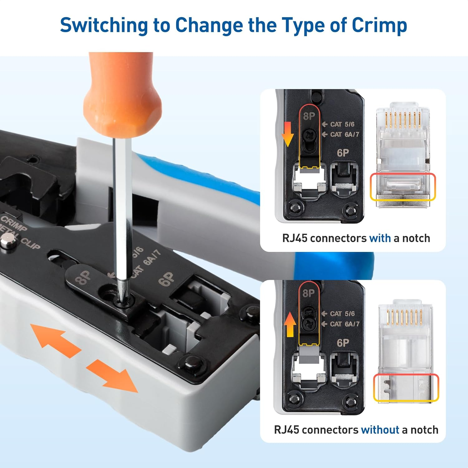 Cable Matters All-In-One Modular Ethernet Crimping Tool Cat 8 (Cat5 Cat6 Cat7 Cat8 Crimping Tool) for Shielded Pass-Through Connectors image number 4