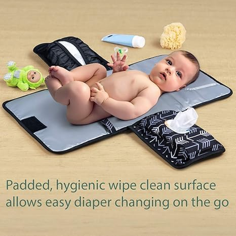Portable Diaper Changing Pad - Baby Changing Pad and Diaper Changing Travel Bag, Intelligent, Baby Changing Station, Baby Gift - Black and White