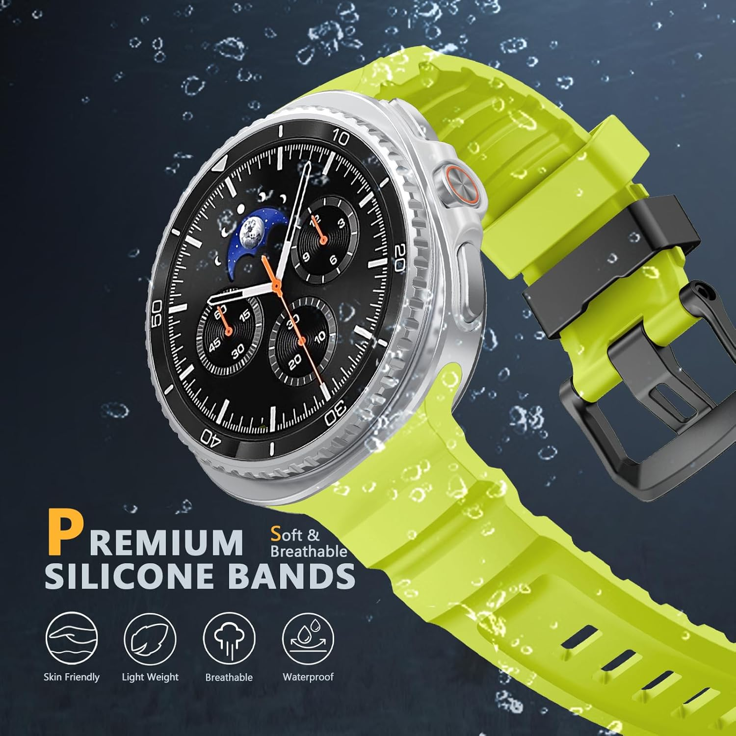 Yuiyuka Sports Strap for Samsung Galaxy Watch 8 Strap 44 Mm 40 Mm/8 Classic Band 46 Mm Men Women Waterproof Silicone Sports Bracelets Adjustable Replacement Bands for Samsung Watch 8/8 Classic Band image number 1