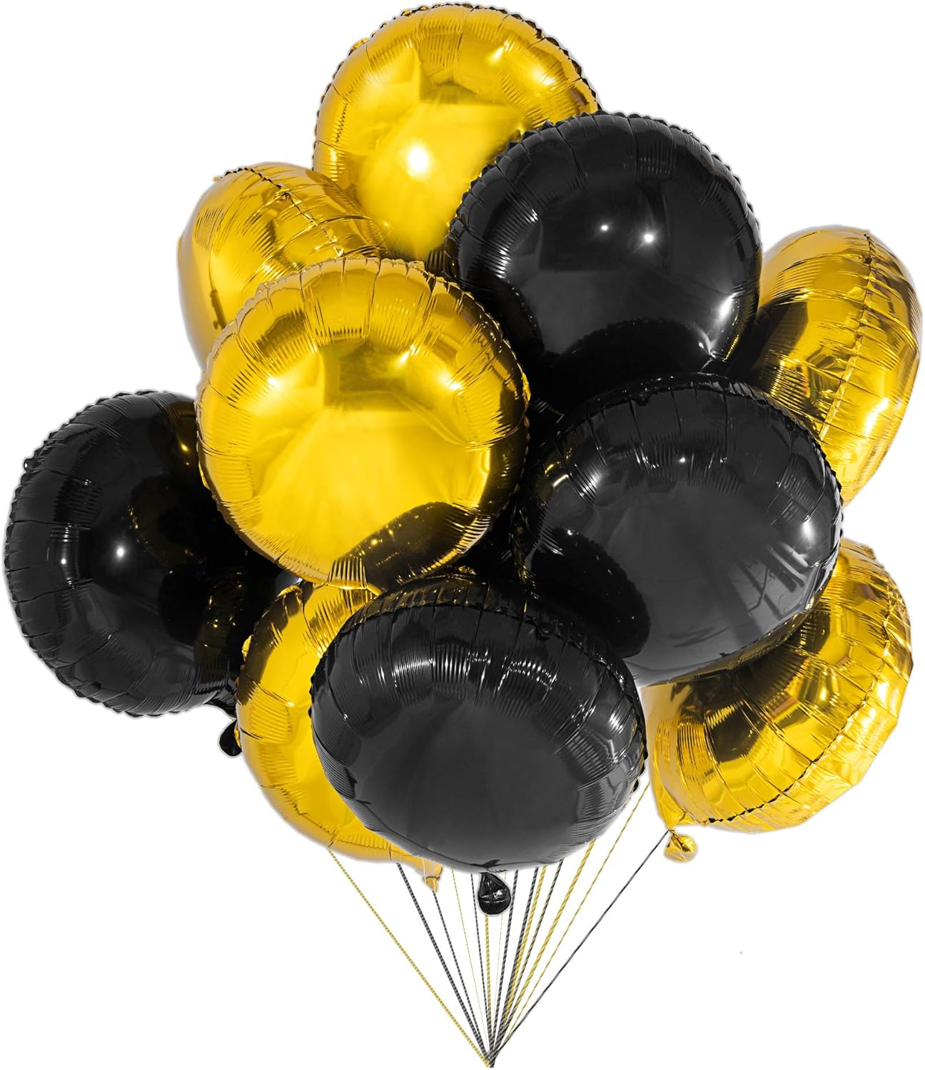 18" Black Gold Big Balloons Star Foil Mylar Helium Balloons for Party Decorations, Pack of 20