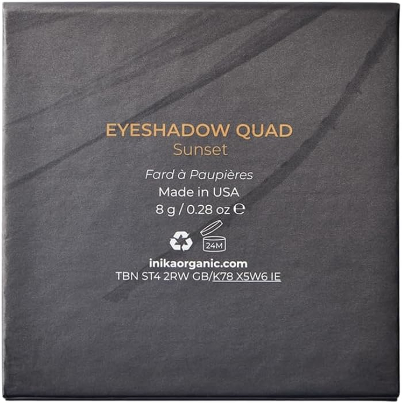 INIKA Eyeshadow Quad - Sunset | Blendable, Natural Mineral Pigments, Sunset and Neutral Tones, Long Lasting, Matte and Shimmer image number 5