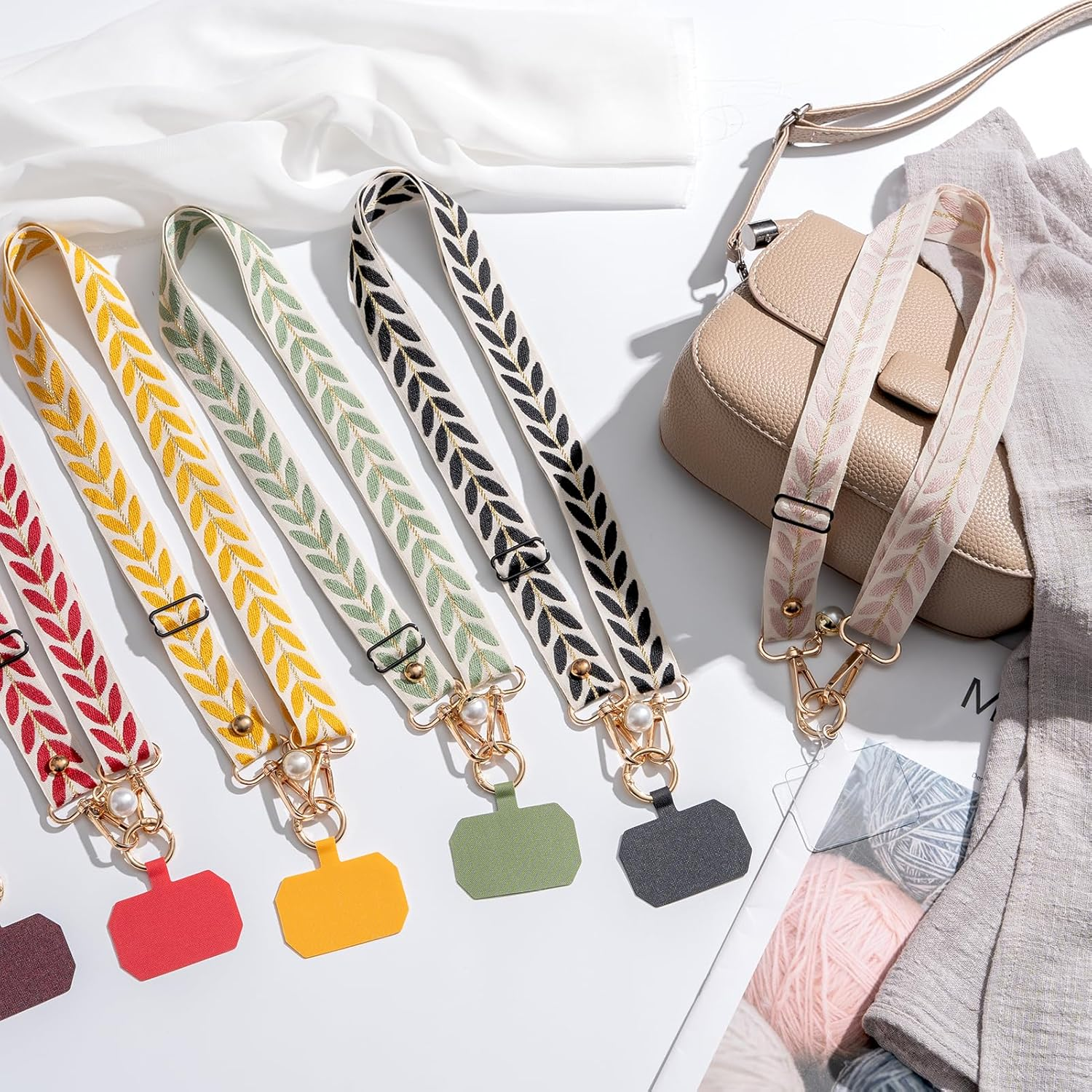 CHUQING Universal Phone Lanyard Phone Strap Adjustable Nylon Neck Lanyard Pale Olive Green image number 1