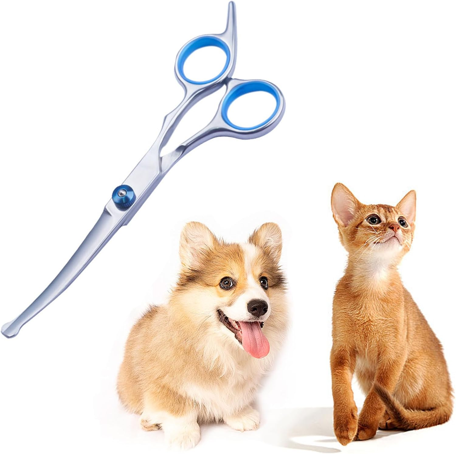Curved Dog Scissors, Safety round Tip Grooming Scissors, Fur Scissors for Dogs, Grooming Scissors for Pets, Stainless Steel Fur Scissors for Dogs and Cats Kiuiom image number 4