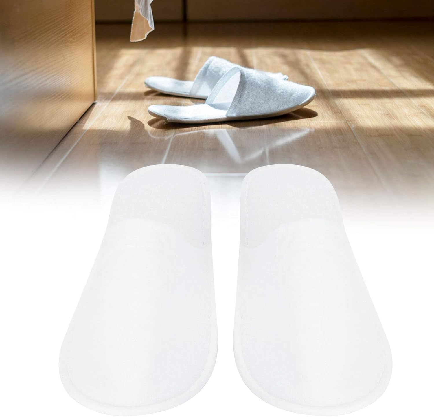 50Pair Disposable Indoor Unisex Hotel Slippers - Comfortable Individually Wrapped Cotton Velvet Closed Toe for Party, Guest, Commercial Use, Home Spa (3MM Plush) image number 5