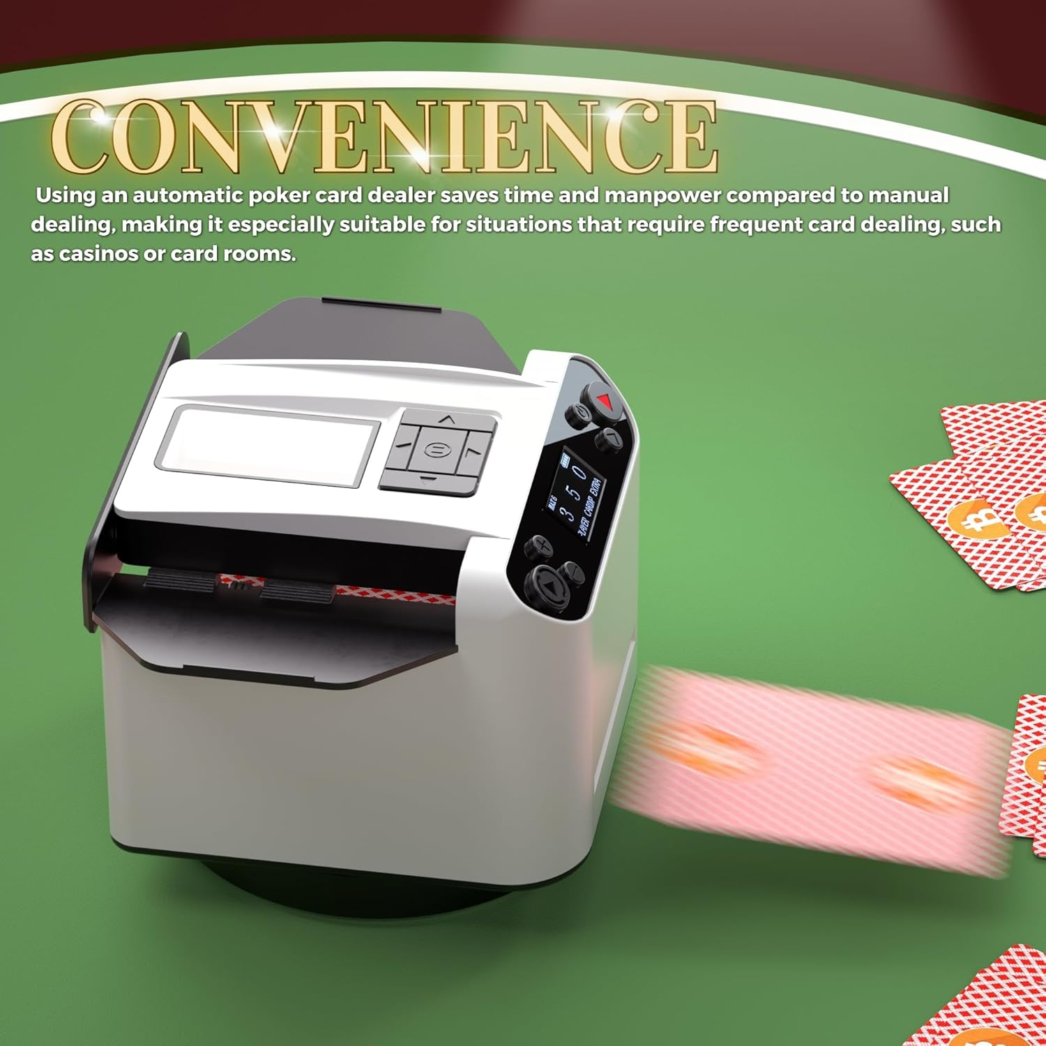 Automatic Card Shuffler and Dealer, UNO Card Shuffler Machine, 360&deg; Rotating Card Shuffler 2 Deck, UNO Card Shuffler Machine with 4 Buttons, 1-8 Players for UNO Texas Hold'Em Blackjack Mahjong image number 2