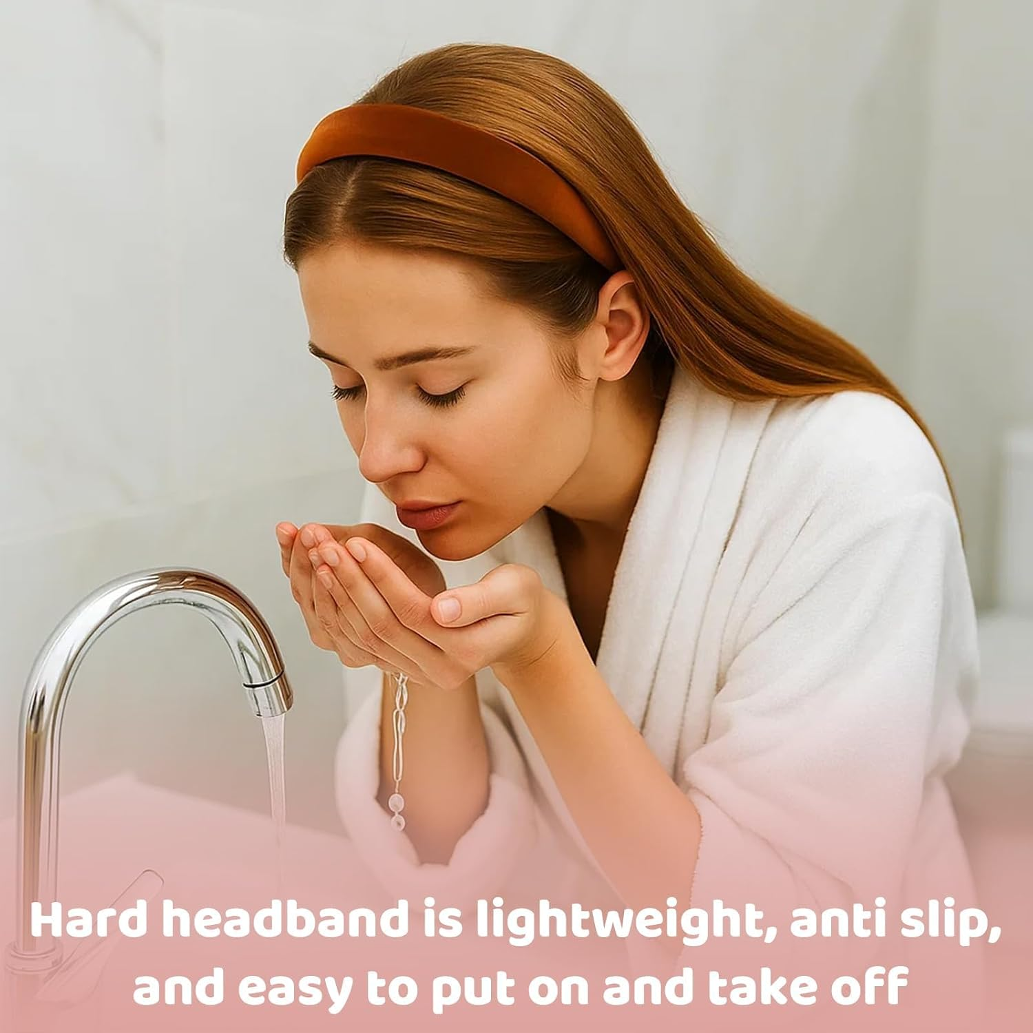 Pack of 4 Wide Velvet Headbands, Wide Velvet Headbands, Band Headbands, Hard Headbands, Non-Slip Hard Headbands for Women and Girls image number 4