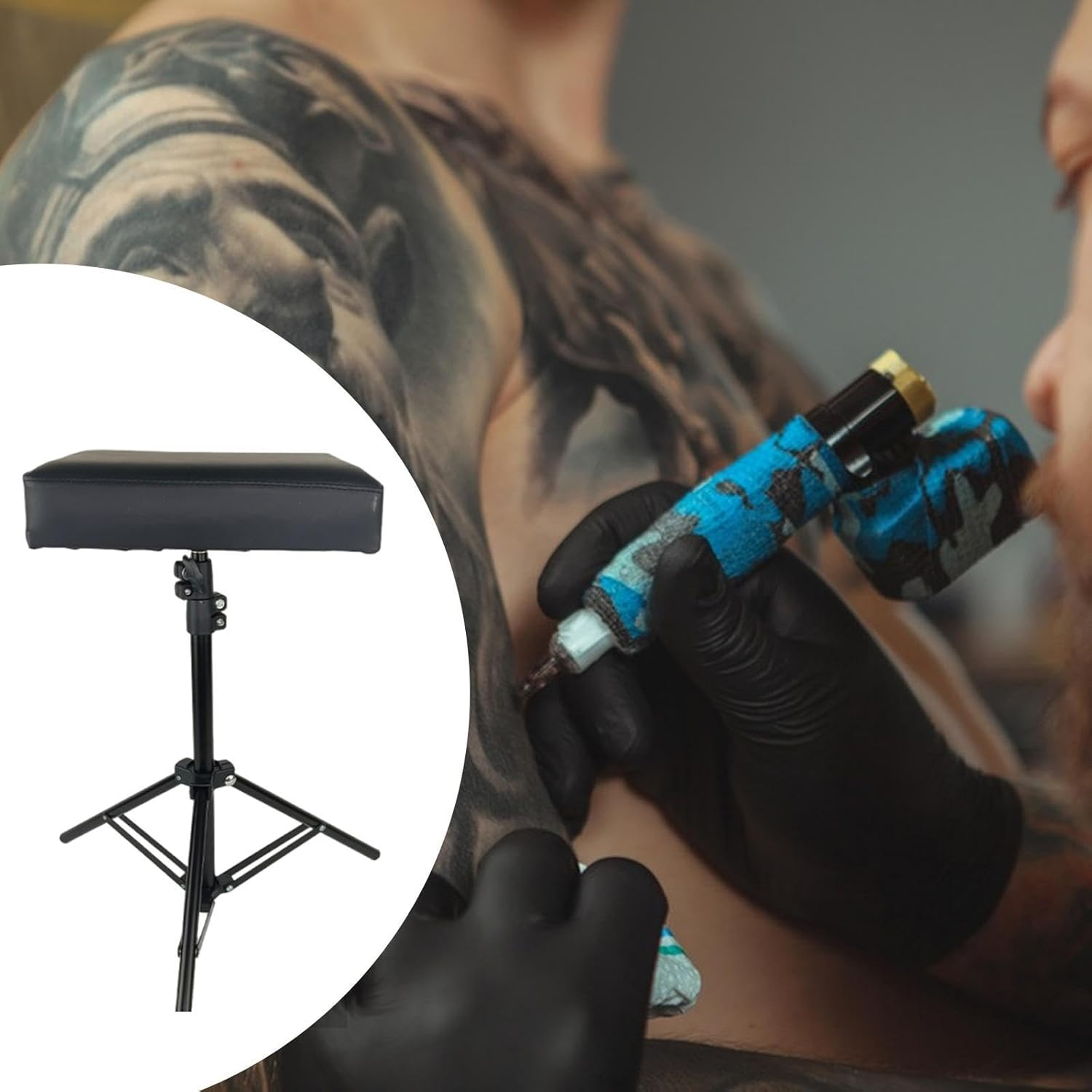 180&deg; Rotatable Tattoo Armrest, Professional Thick Non-Slip Cushion, Height and Tilt Adjustable Tripod for Home Studio image number 6