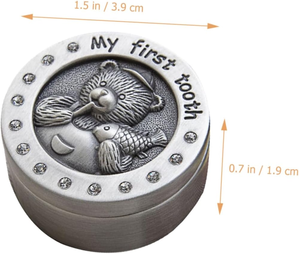 Teeth Keepsake Box Metal Milk Tooth Holder for Boys and Girls Collection Organizer Unique Newborns and Boy Girl image number 3
