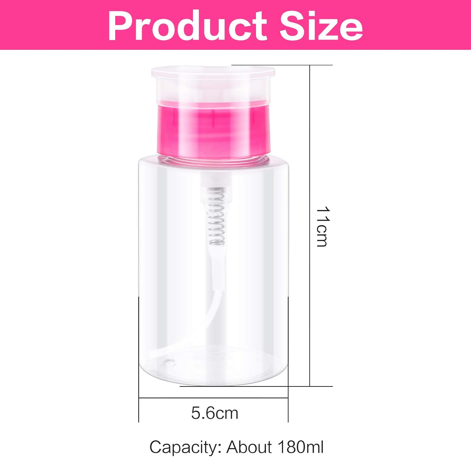 6 PCS Nail Polish Remover Pump Bottle Dispenser 180ML Push down Acetone Dispenser Pump Leak-Proof Empty Pump Dispenser Bottles for Nail Polish Makeup Remover image number 6