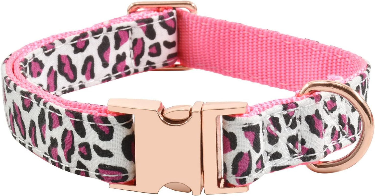 Metal Buckle Dog Collar, Durable Adjustable Dog Collar Soft for Small Medium Large Dogs (S(10-14In), Pink Leopard) image number 5