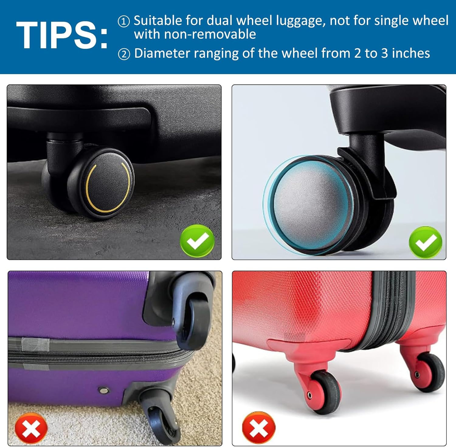 KASESSS 16 Pcs Suitcase Wheel Covers, Silicone Luggage Wheel Protector, Portable Luggage Wheel Covers Reduce Noise Luggage Compartment Wheel Protection Cover Water-Resistant Luggage Wheel Cover, image number 5