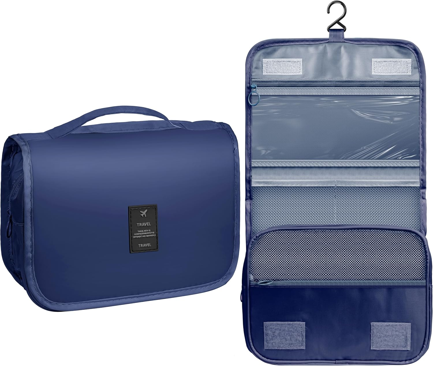 YEMEDA Toiletry Bag Travel Bag with Hanging Hook, Waterproof Capacity Hanging Multifunctional Makeup Bag for Toiletries, Portable Cosmetic Bag Travel Organizer for Women and Men, A6-Royal Blue, Travel image number 3