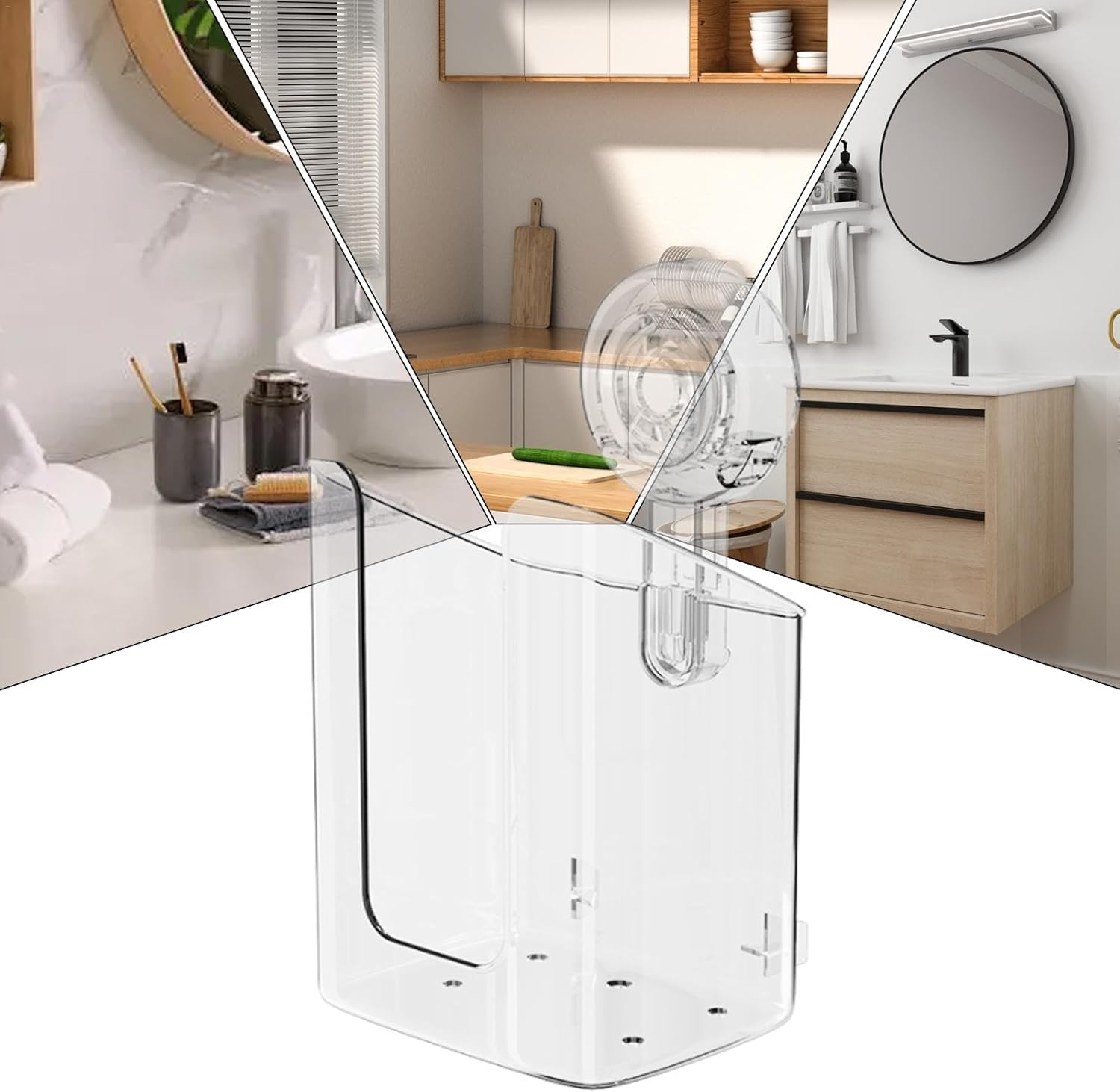 Wipes Dispenser for Bathroom | Suction Cup Clear No Punching Wall Mounted Wipes Box Flushable,Toilet Wipes Holder, Wipes Container for Bathroom Kitchen Bedroom - Transparent Gray image number 6