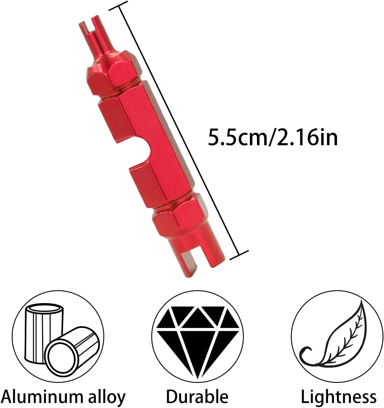 TORMEN Bike Valve Core Remover Tool 3 in 1 Bike Valve Core Tightening Tool Replacement Presta Valve Core and Schrader Valve Core (Red image number 4