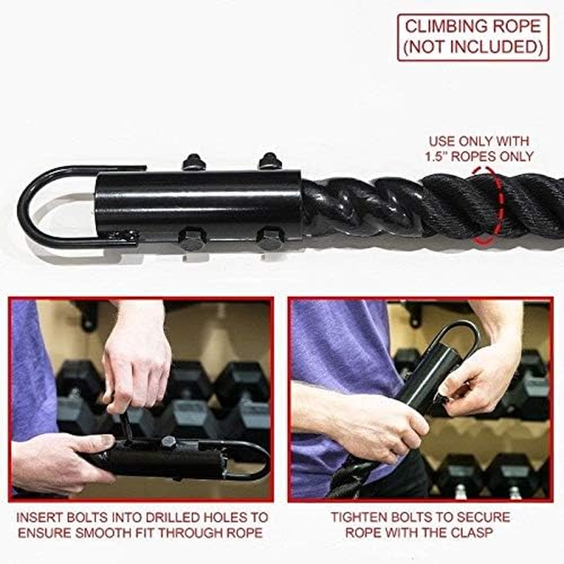 Climbing Rope Clamp, 1.5&rdquo; Rope Attachment Hook Accessories, Rope Clasp for Rope Climb, Climbing Training Garage Home Gym Workout Fitness Strength Training image number 1