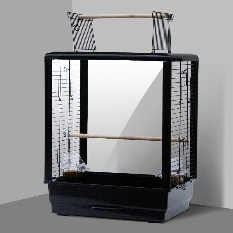 GROZY Acrylic Clear Bird Cage Parrot Cockatiel Aviary Pet Budgie Front Back Panel 58Cm