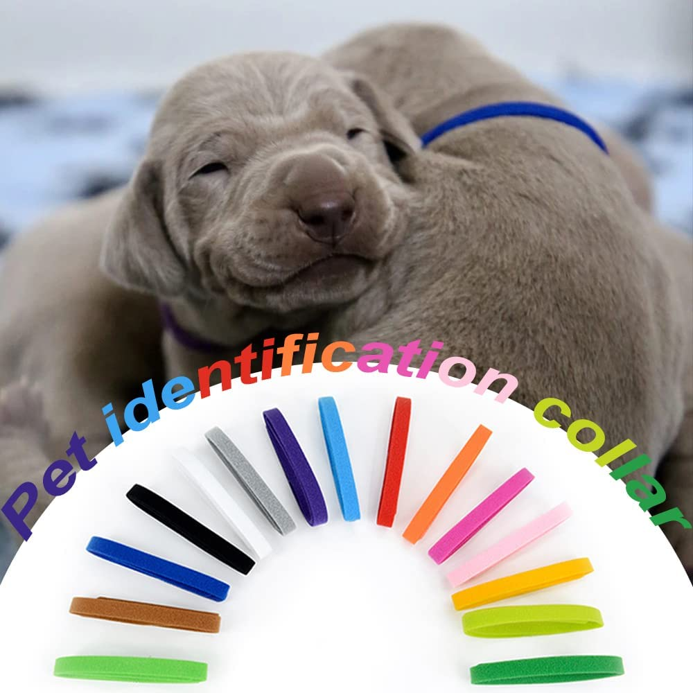 30Pcs Puppy Collars, Kittens Whelping Collars, Adjustable Identification Dog Collar, Double Sided Soft Nylon Collar Strap for Newborn Pet image number 1