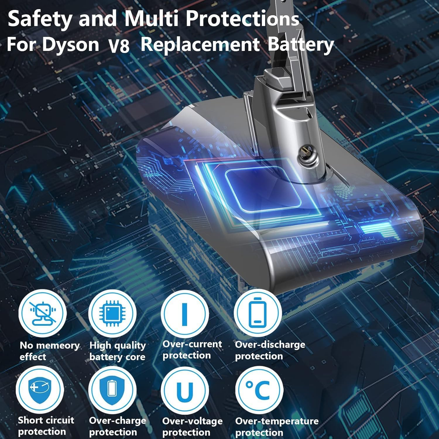 FLYLINKTECH 6000Mah V8 Battery Replacement for V8 SV10 Absolute Fluffy Animal Cord-Free Handheld Vacuum Cleaner with Installation Accessories