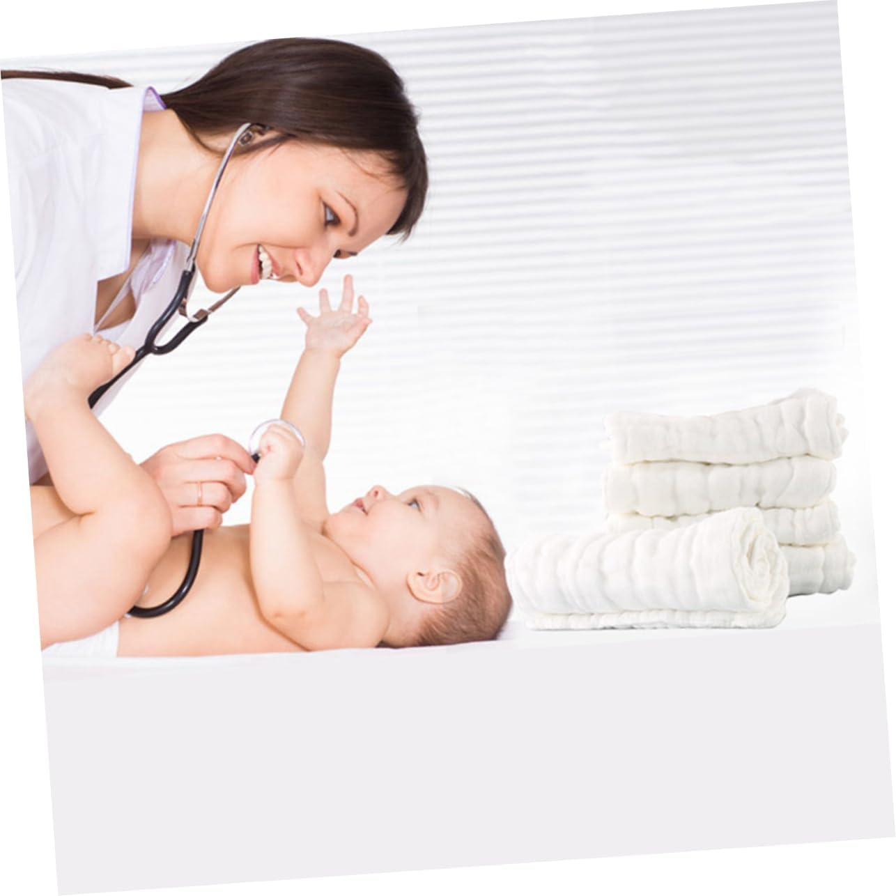 Pure Cotton Nappies Newborn Baby Diaper Reusable Infant Cotton Cloth Nappy Water Absorption Soft Breathable Large Size 46X17Cm 5Pcs for 0-2 Years Old image number 3