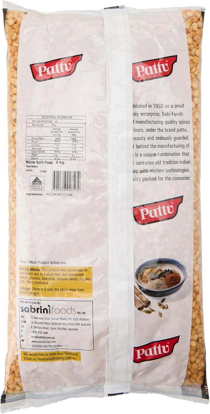 Pattu Yellow Split Peas, 2 Kg image number 2