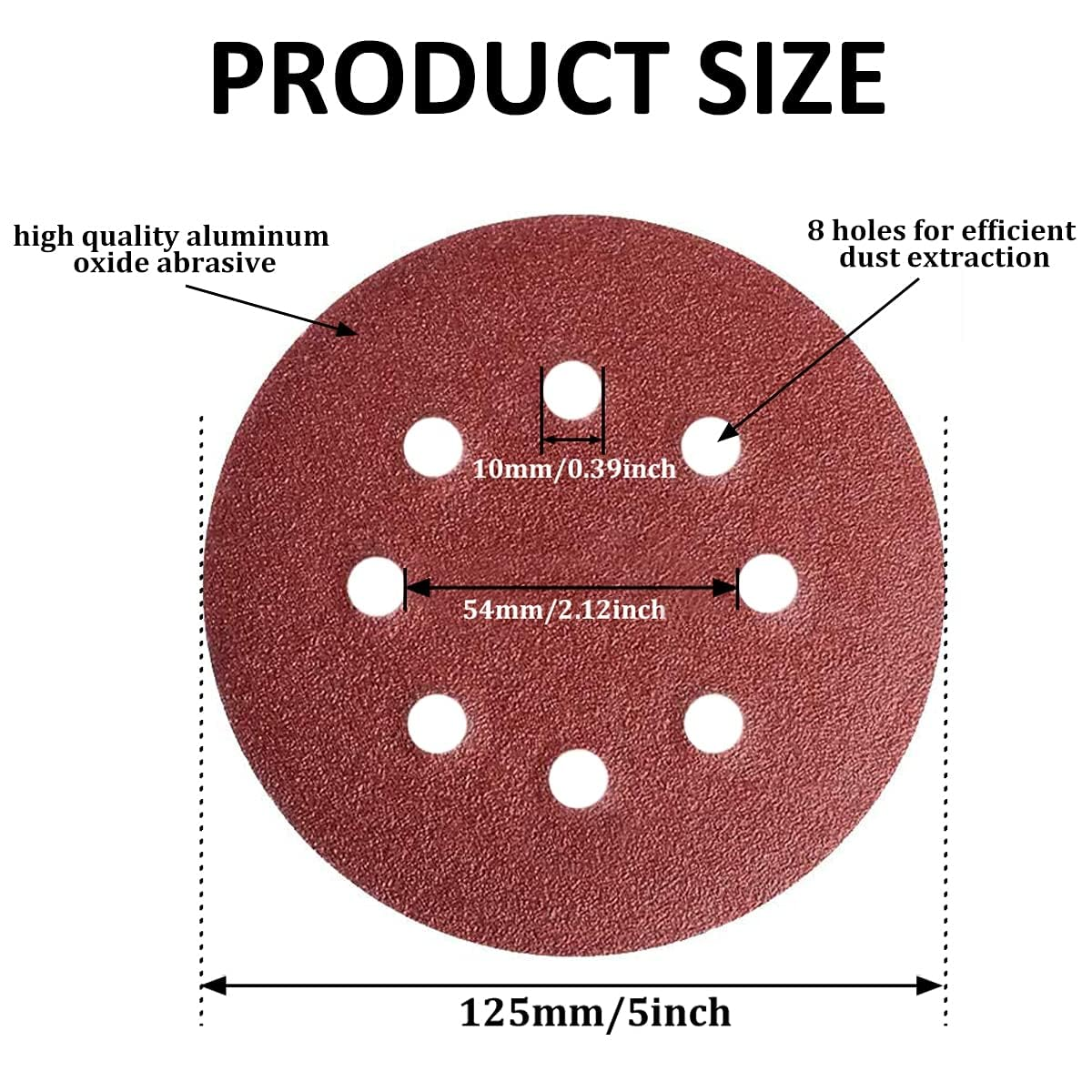 150Pcs Sandpaper Set, 5 Inch 8 Holes Sanding Discs 10 Different Grades Including 60 80 100 120 150 180 240 320 400 600 Grits for Random Orbital Sander image number 3